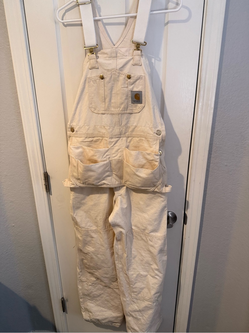 Carhartt Women's Cream Canvas Bib Overalls